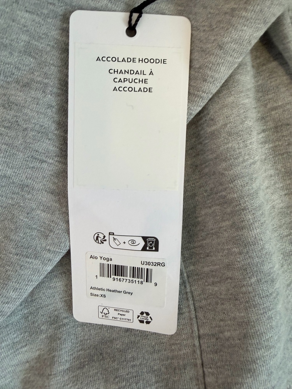 NWT Alo Accolade gray hoodie relaxed fit size xs unisex - Picture 11 of 11